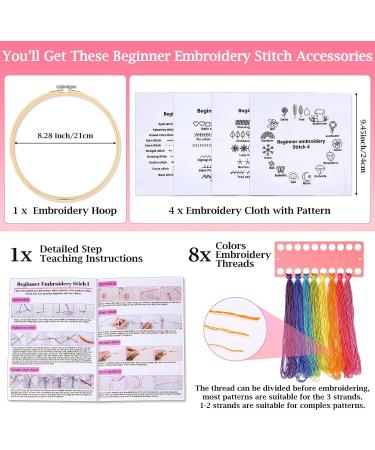 Embroidery Stitch Practice Kit - 4 Sets Beginners Starter Kit with 30 Stitches, Cloth, Hoop - Buy Online on GoSupps.com