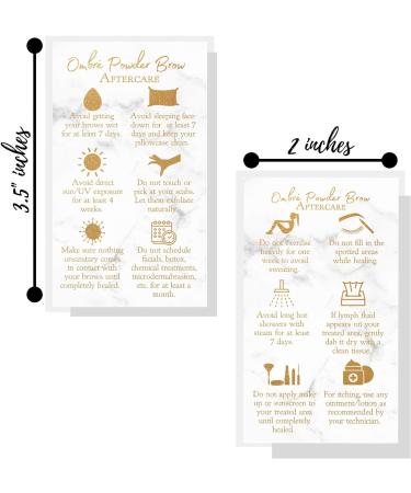 Ombre Powder Brow Aftercare Instructions Cards | 50 Pack | Double Sided 2x3.5 Business Card | Marble & Gold Design - Buy Online on GoSupps.com