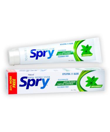 Xlear Spry Toothpaste Anti-Plaque Tartar Control Fluoride Free Natural Spearmint 5 oz (141 g)