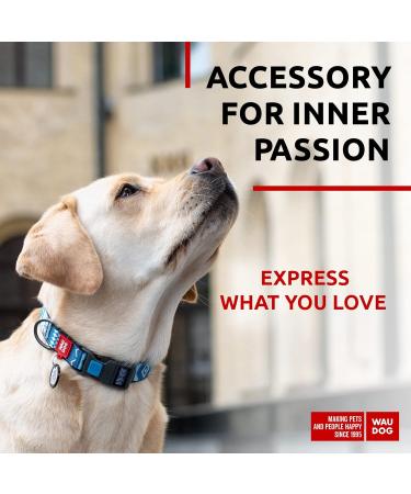Shop Waudog Adjustable Nylon Dog Collar - Ethno Blue for Large & Medium Dogs (31-49 cm 25 mm Width) | Durable & Stylish Neck Band - Buy Online on GoSupps.com
