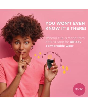 Athena Menstrual Cup - Soft Reusable Period Cup for Comfort - Large Size, Solid Midnight Black - Buy Online on GoSupps.com