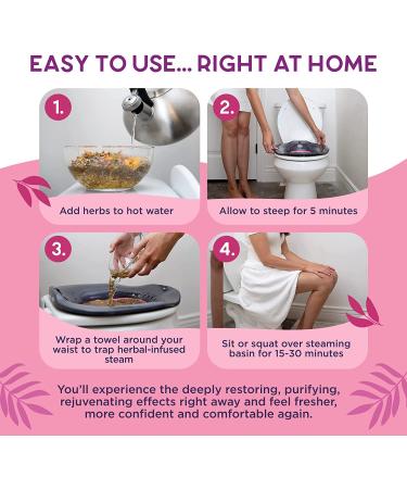 Peach Care Collapsible Sitz Bath Seat & Yoni Steam Herbs - Over Toilet Vaginal Bowl Steamer for Hemorrhoids & Postpartum Care - White Pink & Black - Buy Online on GoSupps.com