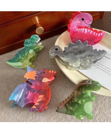 Acrylic Hair Claw Clips Funny Hair Catch Barrette Large Hair Clips Nonslip Strong Hold Hair Accessories Green Tyrannosaurus4 - Buy Online on GoSupps.com