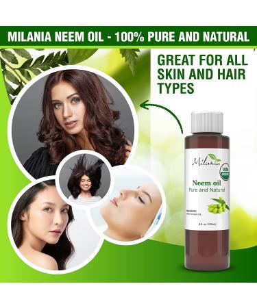 Milania Premium Organic Neem Oil 8 oz. - 100% Pure Cold Pressed Virgin Unrefined Grade A - Excellent Quality - Buy Online on GoSupps.com
