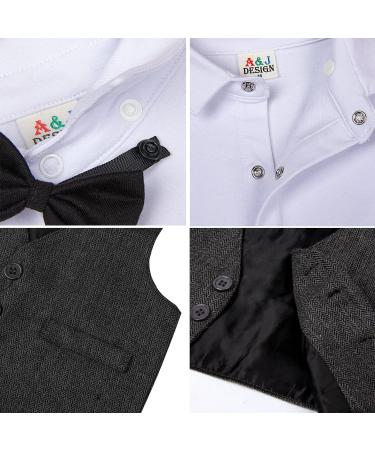 Mint Green Baby Boy Romper Suit | Gentleman Jumpsuit with Bow Tie | 12-18 Months | Dark Gray - Buy Online on GoSupps.com