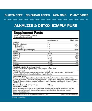 Buy Amazing Grass Green Superfood Alkalize & Detox 8.5 oz | Boost Your Health - Buy Online on GoSupps.com