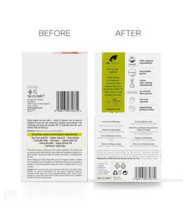 Dr. Organic Tea Tree Lip Balm | Moisturizing SPF 15 | Vegan Paraben & SLS-Free | 5.7ml - Ideal for Men & Women - Buy Online on GoSupps.com