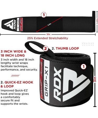 RDX Wrist Bandages for Fitness & Strength Training - IPL UPA Approved 45cm Wrist Wraps for Weightlifting - Full Black - Buy Online on GoSupps.com