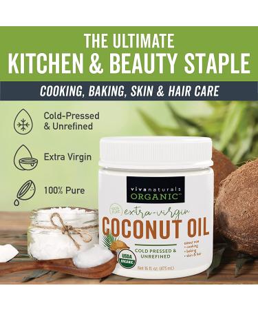 Viva Naturals Organic Extra Virgin Coconut Oil - 16 oz | Premium Quality & Health Benefits - Buy Online on GoSupps.com