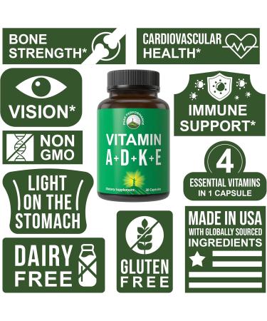 Peak Performance Vitamins D 5 000 iu + A + K + E All in 1 Easy to Swallow Vegan Capsule. ADK Vitamin Supplement with E D3 K2. Essential Vitamins for Mood Immune Bone Vision Heart - Buy Online on GoSupps.com
