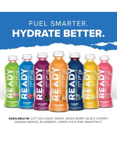 Ready Clear Protein Water 20g Whey Protein Isolate Zero Sugar Low-Calorie Sports Drink for Hydration & Recovery Electrolytes Essential Amino Acids Black Cherry 16.9 fl oz Bottles (12-Pack) Black Cherry 16.9 Fl Oz  - Buy Online on GoSupps.com