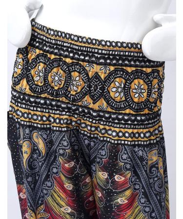 Yeeye Kids Girls Black Bohemian Harem Pants - Size 3-5 | Smocked Baggy Boho Trousers for Yoga, Dance & Pilates - Buy Online on GoSupps.com