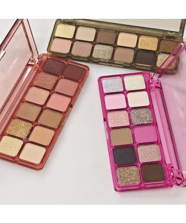Erinde 12 Colors Eyeshadow Palette - Matte & Shimmer Eye Shadows for High Pigmented, Smooth & Blendable Natural Eye Look - Pink Brown Korean Glitter Makeup - Buy Online on GoSupps.com