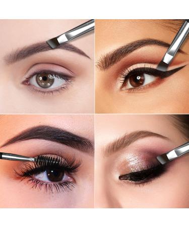 2-Piece Angled Eyebrow Brush Set with Spoolie | Double-Ended Eyebrow Brushes for Shaping & Lining | Multi-Functional Eyelash Brushes - Perfect for Brows & Lashes (Black - Buy Online on GoSupps.com