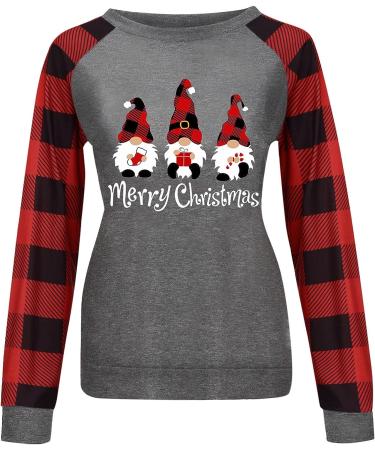 FUAIOKT Women's Oversized Christmas Shirt - Cute Reindeer Snowman Graphic Tee - Xmas Holiday Pullover Top (D-red, Large) - Buy Online on GoSupps.com