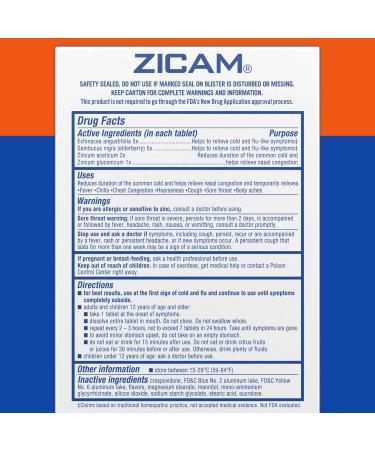 Zicam Cold & Flu Relief with Echinacea & Sambucus - Homeopathic Zinc Tablets Cooling Peppermint Flavor 20 Count | Fast International Shipping - Buy Online on GoSupps.com