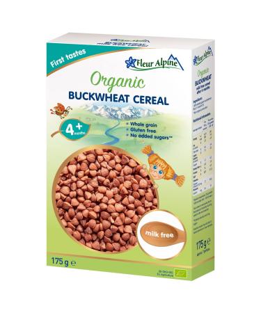 FLEUR ALPINE Organic Buckwheat Baby Cereal - Yummy Baby Porridge for Deliciously Smooth Breakfast Meals | Nutritious and Easy To Make Gluten Free Cereal 4+ Months with No Added Sugars | 7 Servings Buckwheat 175 g (Pack of 1)