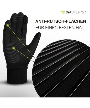 Diasports Touchscreen Running Gloves for Men & Women - Anti-Slip Bicycle Winter Gloves | Thin Thermal Sport Gloves in Black - Buy Online on GoSupps.com