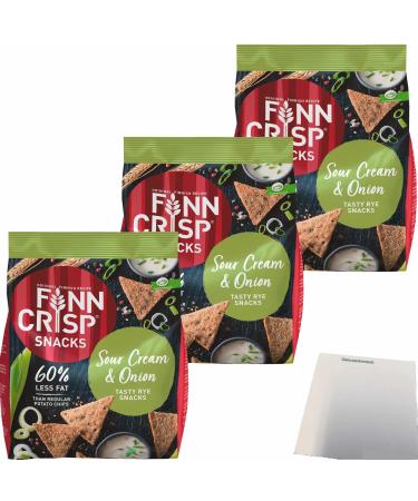 Finn Crisp Snacks Sour Cream & Onion Lot of 3 six chips (package of 3 x 150 g) + usy Block