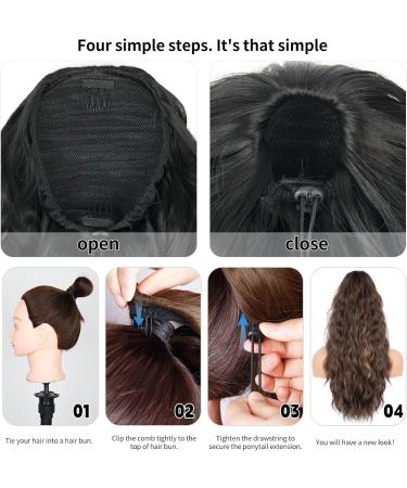 26 Inch Synthetic Ponytail Extension in Ash Brown with Platinum Blonde Highlights - Long Hair Piece for Women, Soft Natural Drawstring Ponytail Extension for Daily Use - Buy Online on GoSupps.com