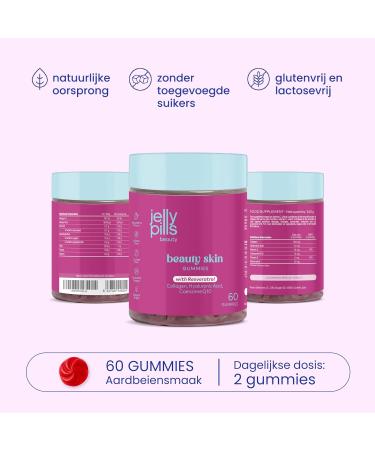 Jelly Pills Collagen 500 mg + Resveratrol Hyaluronic Acid Coenzyme Q10 & Vitamin C 60 Vegan Gummies Without Sugar Strawberry Flavor For Firm & Radiant Skin - Buy Online on GoSupps.com