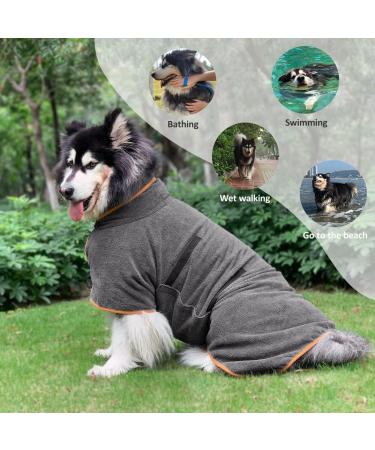 Leapbeast XL Dog Blanket - Quick-Dry Velcro Fastener Adjustable Straps | Highly Absorbent Gray Microfleece for Ultimate Comfort - Buy Online on GoSupps.com
