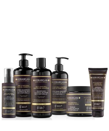Sheny SAS Kerargan Complete AntiHair Loss Kit with Castor Oil For Dry Brittle and Weak Hair Promotes Growth Without Sulfates Parabens Silicones 3x500ml + 100ml + 350ml + 250ml
