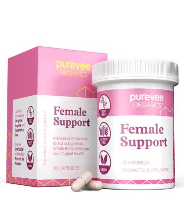 Purevee Organics Vaginal Probiotics for Women 10 Essential Probiotic Strains Vaginal + pH Balance for Women Pills and Urinary Tract Health 30 Caps
