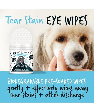 BUGALUGS Dog Eye Wipes 100 Biodegradable textured pre-soaked Dog Wipes. Safe & Easy Cleaning For Dogs - Pet Eye Wipes Remove Tear Stains Dog Eye Crust & Eye Discharge - Buy Online on GoSupps.com