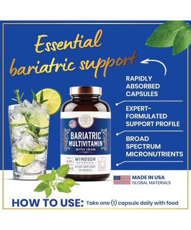 Bariatric Multivitamin with Iron - 45mg Iron Easy to Swallow One a Day Bariatric Vitamins for Women and Men - Gastric Bypass Gastric Sleeve Recovery Vitamin Multivitamins - 30 Caps 30 Count (Pack of 1) - Buy Online on GoSupps.com