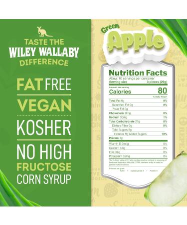 Wiley Wallaby Classic Gourmet Green Apple Licorice - 10 oz Soft & Chewy Australian Candy Twists - Buy Internationally - Buy Online on GoSupps.com