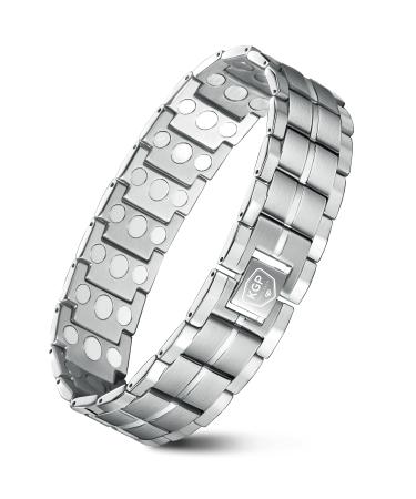 KGP® Magnetic Stainless Steel Bracelet with Strength Magnets for Men Mens Adjustable Magnet Energy Bracelet Jewelry with Sizing Tool