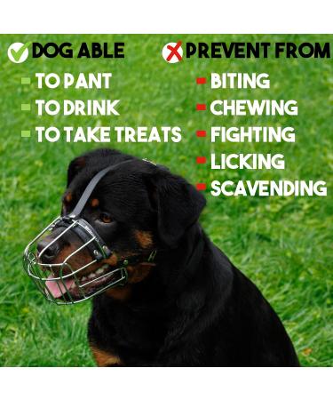 Bronzedog Rottweiler Dog Muzzle - Adjustable Durable Metal Wire Basket for Large Dogs | American Bulldog No Bark Muzzle (L) - Buy Online on GoSupps.com