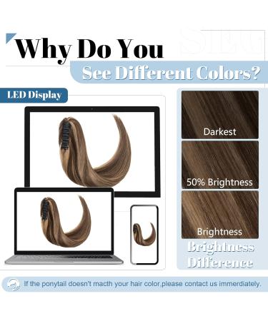 SEGO Real Hair Ponytail Extension - 100% Remy Clip-In Braid Medium Brown/Honey Blond #4P27 18 inches (45cm) - 115g - Buy Online on GoSupps.com