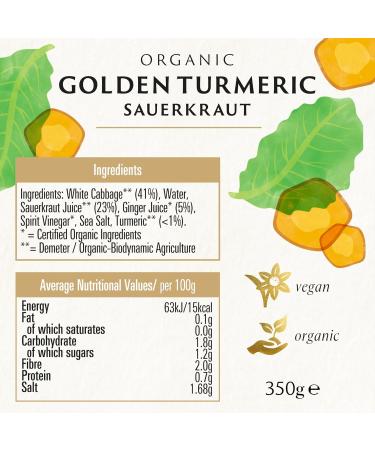 Biona Demeter Organic Sauerkraut Golden Turmeric 350g - Premium Quality - Buy Online on GoSupps.com