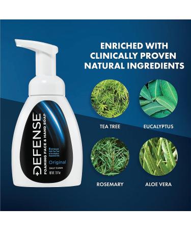 Defense Foaming Face & Hand Soap 7.5 Fl Oz with Tea Tree, Eucalyptus, Jojoba, Aloe Vera, Olive & Coconut Oils - Buy Online on GoSupps.com