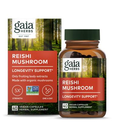 Gaia Herbs Reishi Mushroom 40 Vegan Capsules - Buy Online on GoSupps.com