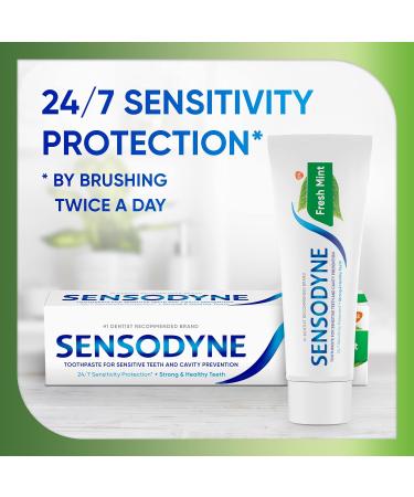Sensodyne Fresh Mint Toothpaste - 4oz (Pack of 3) for Cavity Prevention and Sensitive Teeth Treatment - Buy Online on GoSupps.com