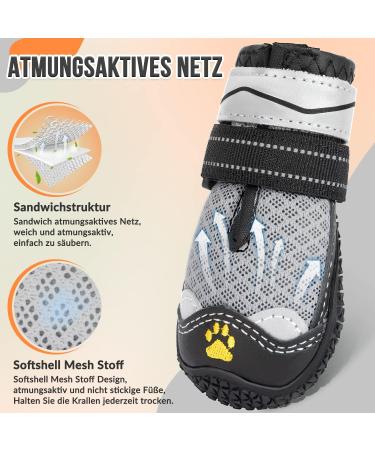 Eyin Dog Shoes - Breathable Non-Slip Paw Protection for All Sizes | Reflective Velcro Fastener | Ideal for Outdoor Sports - Size 2 Gray - Buy Online on GoSupps.com