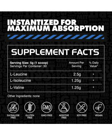Gains in Bulk BCAA Powder Pre Workout Plant Based Branch Chain Amino Acids Gluten Free Vegan Supplement with Keratin for Endurance & Strength During & Post Workout Unflavored 30 Servings Unflavored 5.7 Ounce (Pack of 1) - Buy Online on GoSupps.com