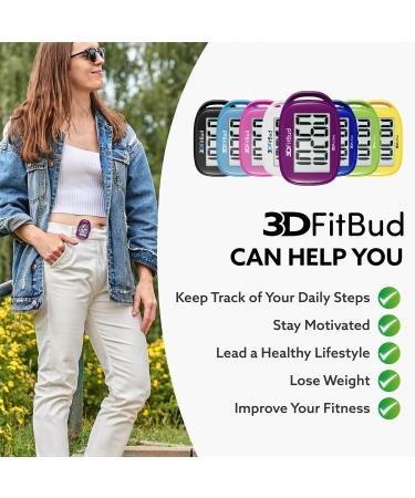 3DFitBud Simple Step Counter Walking 3D Pedometer - Plum | Clip & Lanyard Included - Buy Online on GoSupps.com