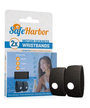 SafeHarbor Motion Sickness Wristbands | 2 Anti Nausea Travel Wrist Bands for Your Cruise Essentials | Natural Nausea Relief and Sea Sickness Bracelets For Children and Adults | Helpful E-Book Included