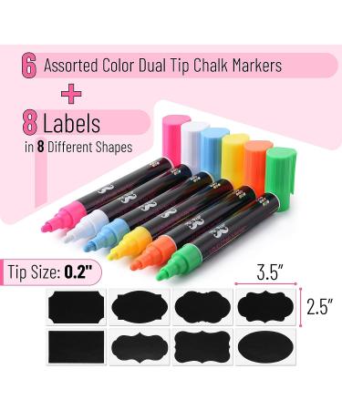 Mr. Pen Chalk Markers 6 Pack Dual Tip Assorted Colors - Liquid Chalk Markers for Blackboard, Chalkboard, Windows - Includes 8 Labels - Chalk Pen Set - Buy Online on GoSupps.com
