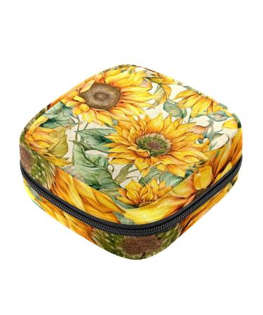 Blooming sunflower ladies' binding bags menstrual pad bag portable menstrual cup pocket with zipper for teenagers girls women women color 1
