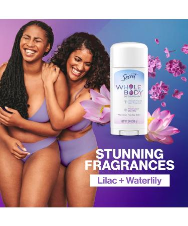 Secret Whole Body Deodorant Stick for Women Lilac & Waterlily Scent Aluminum Free Deodorant Stick 72 HR Odor Protection 2.4 oz Lilac & Waterlily 2.4 Ounce (Pack of 1) - Buy Online on GoSupps.com