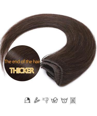 SEGO Clip In Extensions - 8 Piece Real Remy Hair Set Dark Brown #2 (20 / 50cm) - Heat Resistant Straight Hair Extensions for Beautiful Volume - Buy Online on GoSupps.com
