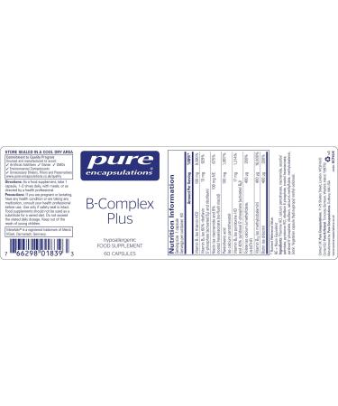 Pure Encapsulations Vitamin B-Complex Plus 60 Capsules - Active Folate Formula - Buy Online on GoSupps.com
