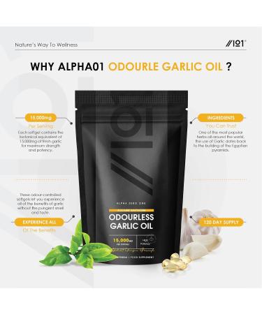 Odourless High Strength Garlic Capsules 45,000mg | 120 Softgels | Cold Pressed Oil Extract | Rich in Allicin | Deodourised Supplement - Buy Online on GoSupps.com