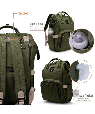 Pomelo Stylish Baby Diaper Backpack - Water-Repellent Large Capacity Olive Green - Functional & Trendy Diaper Bag for Parents - Buy Online on GoSupps.com