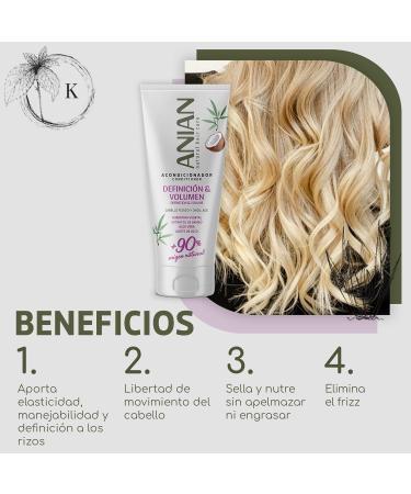 ANIAN - Definition and Volume Conditioner 250 ml for curly and wavy hair facilitates styling and prevents pulling controls frizz with keratin coconut oil and aloe - Buy Online on GoSupps.com